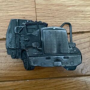 Vintage 70s Bergamot Brass Works Semi Mack  Truck brass belt buckle